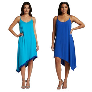 Mark. Mark Reversible Asymmetrical Hem Slip Dress Teal Blue Sz XL